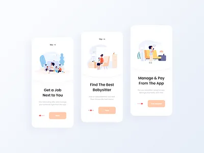 Nanny app UI/UX app baby babysitter babysitting design employ family ios job board kid kids minimal mobile nanny toddler ui ux vector work workspace