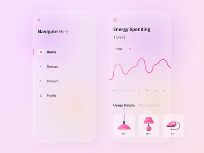 Energy Saver App 2d 3d clean energy energy saving energyapp energymanage flat illustration iot iotapp minimal modern power typography