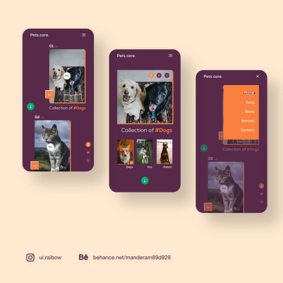 Pet care website design adobe app design illustration illustrator minimal mobile ui modern pets typography ui ux