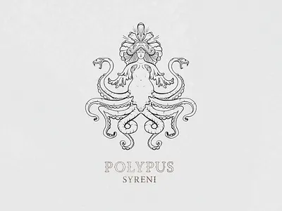 polypus syreni design illustration logo
