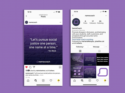 Name Coach Instagram feed agency brand consistency branding feed instagram name namecoach social media tools yellowcatfive