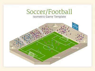 soccer football 2.5d football illustration isometric soccer template vector