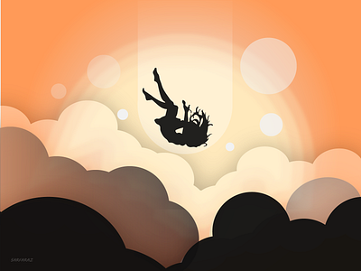 Free Fall adobe illustrator art artwork beautiful clouds colorful design digital art dribbble falling flat illustration girl illustration inspiration minimalism sky sunrise vector wallpaper