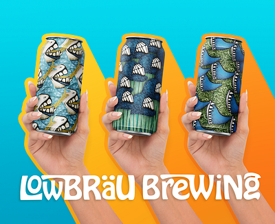 LowBräu Brewing abstract beer bizarre book can art craft beer creature hand illustration kids monster package design pattern pen and ink product stipple surreal textile