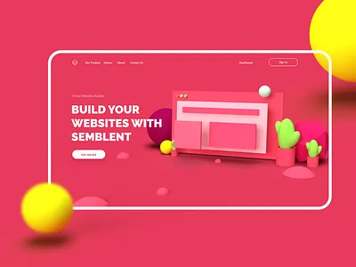 Semblent Landing Page 3d 3d art 3d mockup design graphic landing page landing page design mock up ui user experience user interface ux ui design webdesign