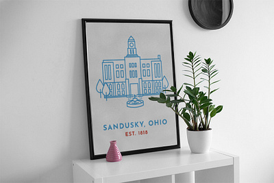 Erie County Courthouse Sandusky, Ohio architecture building illustration minimal monoline ohio sandusky