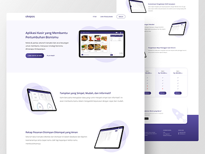 Okepos Landing Page business cashier food landing page management management app point of sale report restaurant subscribe web