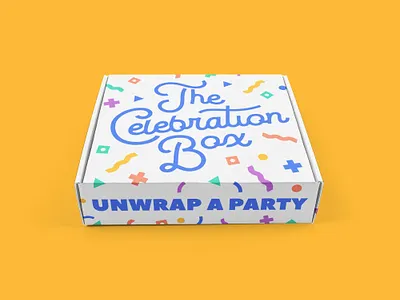 The Celebration Box 2000s 80s 90s box branding confetti logo memphis packaging primary product retro script