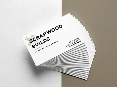 Scrapwood Builds Business Cards branding business card logo retro rustic sturdy tough woodgrain woodworking