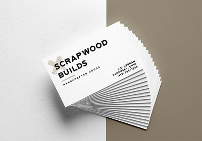 Scrapwood Builds Business Cards branding business card logo retro rustic sturdy tough woodgrain woodworking