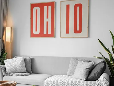 O-H I-O Poster college grey minimal modern o h ohio ohio state pennant poster scarlet team