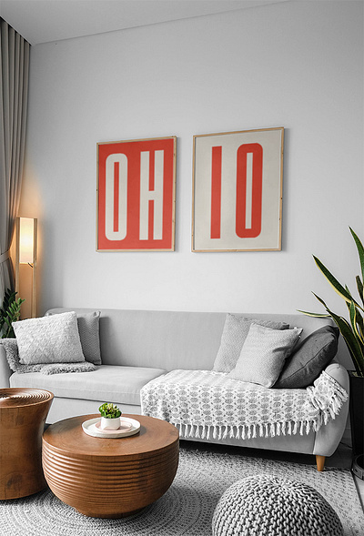 O-H I-O Poster college grey minimal modern o h ohio ohio state pennant poster scarlet team