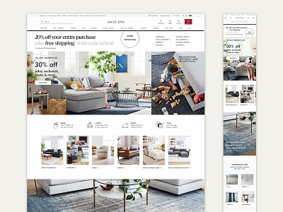 West Elm Homepage artdirection branding case studies casestudy copywriting design digital art direction eccomerce homepage landing landing page product retail typography ui ux web design website website design