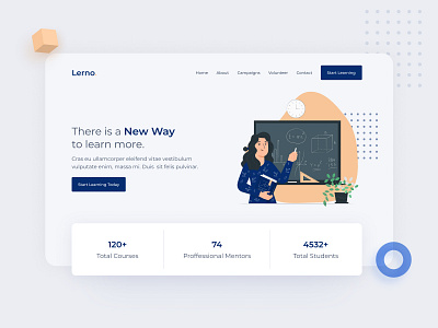 Lerno - eLearning Landing Page Web UI design dribbble education education website elearning figma flat design header hero area inspirational landing page learning platform lerno minimal ui ui ux uidesign uiux ux design web ui