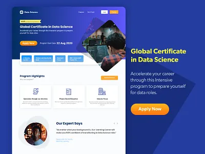 Online Course Learning Website adobe xd blue concept design layout machinelearning onlinecourse ui ui design website