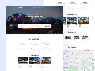 Bus Rental — Web Platform booking bus colorful figma landing page onepage platform platform design rental school bus search tabs tourism transport travel ui design user inteface ux design web website