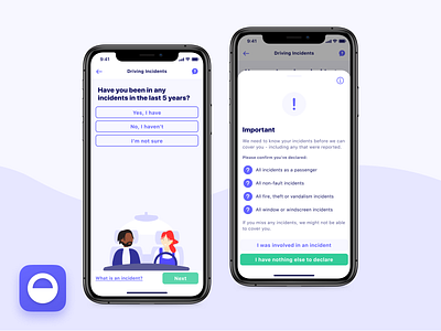 Driving Incidents 🚘💥🚙 app app design button declare design fintech form illustration incidents insurance insurtech interface ios ios app iphone mobile ui ux