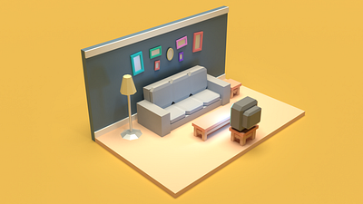 Asset Forge Daily build: Couch 3d art asset forge blender3d couch illustration livingroom low poly render