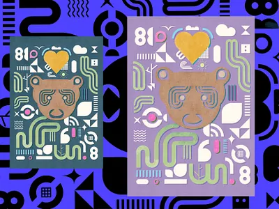 abstract bear cards abstract character editorial flat graphicdesign illustration minimal print texture vector