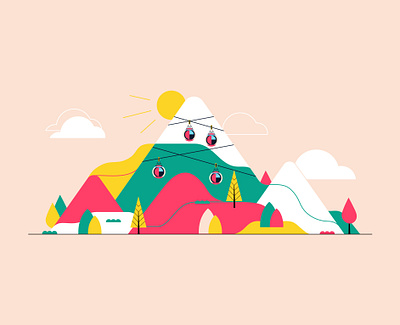 Mountain illustration lines mountain scenario vector vector art