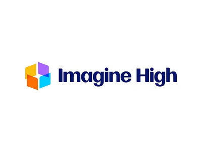 Imagine High logo branding design high imagine logo overlay perspective school squares window