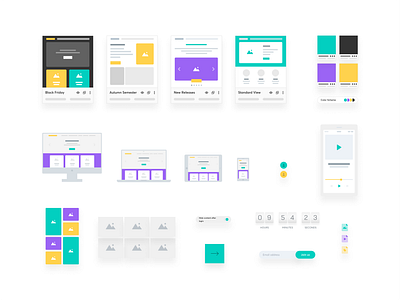 Wireframe style UI elements set art direction cards components controls counter creative devices figma grid iconography icons iconset illustrations responsive styling ui ui elements user inteface vector wireframe