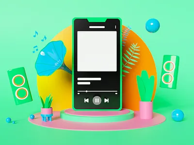 Spotify Music app 3D illustration 3d 3d illustration animation app app design apple art blender design google icon illustration music music player render spotify ui ux vector web design