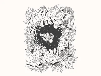 Space characters clean drawing flat illustration line art minimal minimal outline characters outline vector