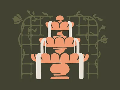 Fountain desert flat fountain garden illustration minimal southwest