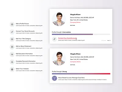 Measuring Profile Completeness foster made process profile profile card ui design ux design
