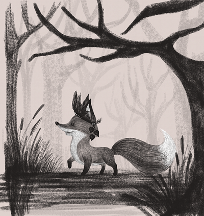 Fox Leader artwork bookillustration children book illustration design digitalart forest fox illustration illustrator kids illustration picturebook sketch