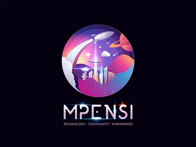 spaceship 2.0 brand city colorful illustration logo modern pictorialmark planet purple retrofuturistic rocket saturn space spaceship unique vibrant