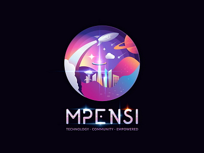 spaceship 2.0 brand city colorful illustration logo modern pictorialmark planet purple retrofuturistic rocket saturn space spaceship unique vibrant