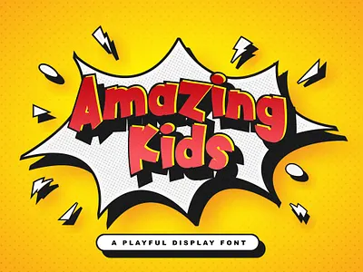 Amazing Kids - Playful Display Font beautiful calligraphy children cute decorative fun handlettering handwritten kids kindergarten multilingual playful preschool quirky