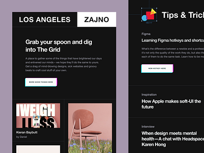 Zajno newsletter - Get inspired art brutal creative design agency design studio digital fashionable flat glitch inspiration newsletter noise poster product progressive purple technology unconventional layout web design zajno