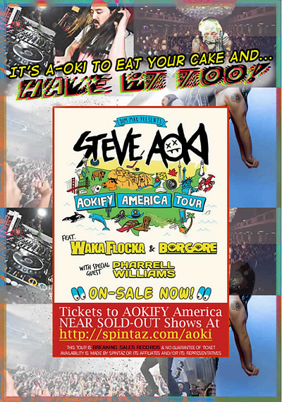 aokify america for steve aoki flyer build and promotion banners branding design illustration logo stellar interactive website