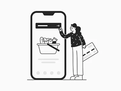 Checkout Illustration affinity designer art cartoon character character design design freebie illustration line art minimal monochrome vector woman