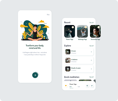 Yoga App meditation ui ux yoga