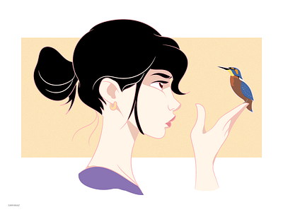 Birdy adobe adobe illustrator art artwork bird cartoon illustration colorful concept art cute digital art drawing dribbble eye catching girl character illustration minimalism vector