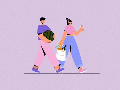 Couple Shopping 2d character 2dillustration adobe ilustrator characterdesign charater flat illustration illustrator