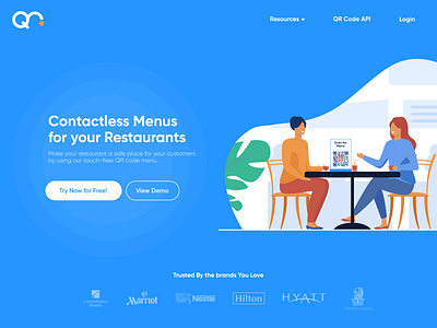 QR - Contactless Menu for Restaurants adobe xd covid illustration landing page landing page concept landing page design landing page ui landing pages landingpage qr qr code qrcode xd