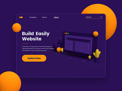 Web Building Hero Header 3d 3d illustration app landingpage web building website