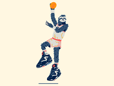 Zoo Hoops: Sloth basketball design drawing hoops illustration old school pumps reebok skyhook sloth