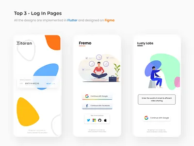 Top 3 - Log In Pages adobe app app design design figma login page minimal ui ux