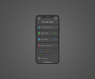 Daily UI 042 daily ui daily ui 042 daily ui 42 dailyuichallenge dark mode figma figmadesign iphone neomorphism night mode todo todo app todo list todo list ui todoist todolist design ui user experience userinterface ux