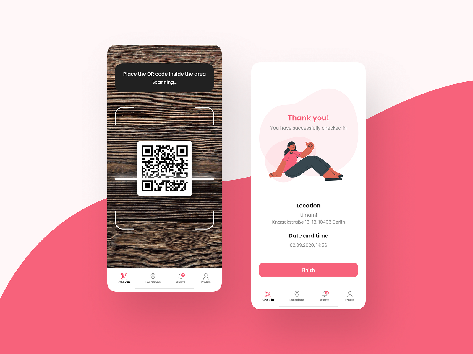 Check in app by Arnoldas Matulis on Dribbble