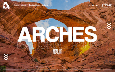 Arches National Park, Landing Page branding design logo travel travel app type typography ui ux vector web