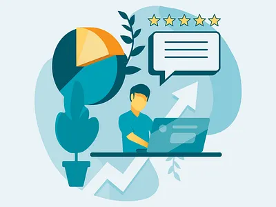 Reviews Info-graphic design illustration infographic office pie chart review vector