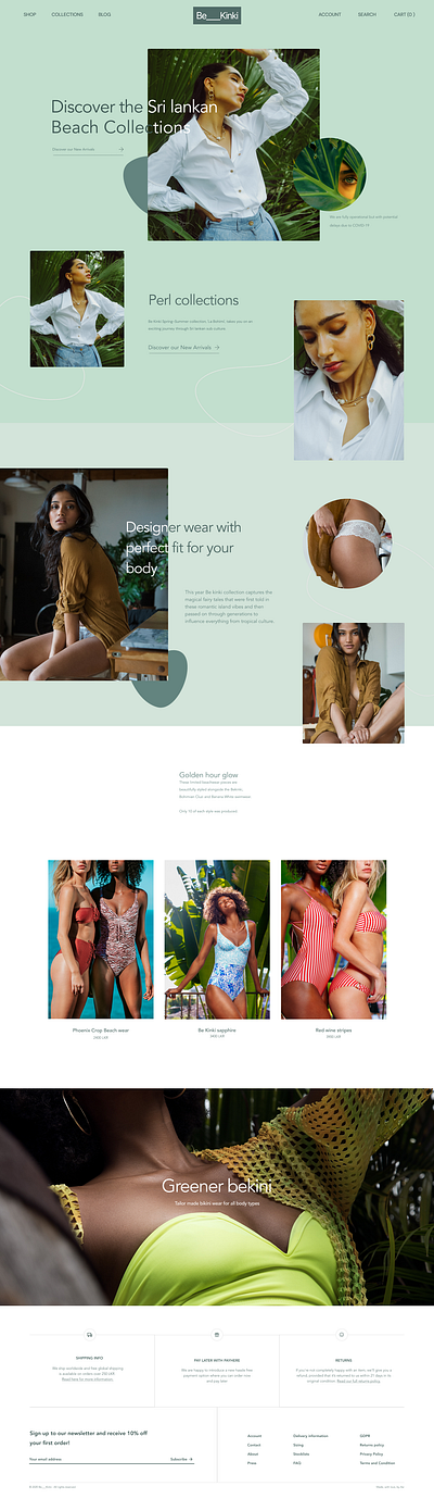 Kinki Be Bikini wear landing page concept aperal bikiniwear branding concept design landing page minimalism sri lanka