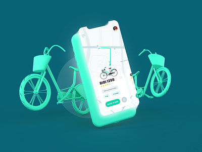 Bike sharing app design & 3D scene 3d 3d art 3d design 3d illustration 3d modeling branding mobile mobile app mobile app design mobile design ui ui ux uidesign uiux ux design uxdesign uxui